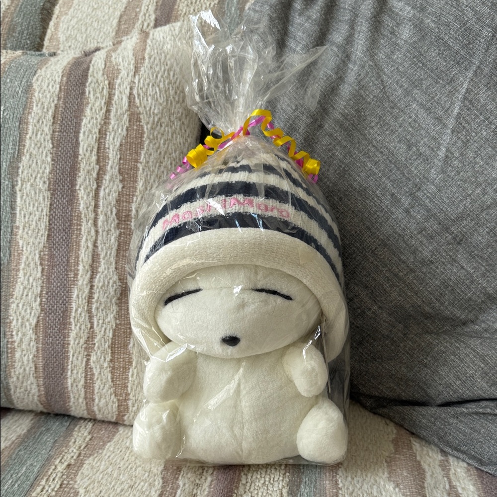 Large MoshiMoro Plush with Striped Beanie